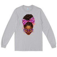 Moon Dust sorority colors purple carol afro messy bun woman Long Sleeve Tee - texasbilliewilder