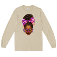 Mushroom sorority colors purple carol afro messy bun woman Long Sleeve Tee - texasbilliewilder