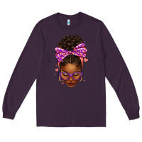 Plum sorority colors purple carol afro messy bun woman Long Sleeve Tee - texasbilliewilder