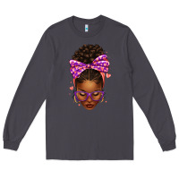 Smoke sorority colors purple carol afro messy bun woman Long Sleeve Tee - texasbilliewilder