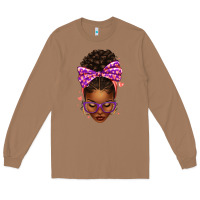 Toasted Coconut sorority colors purple carol afro messy bun woman Long Sleeve Tee - texasbilliewilder