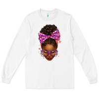 White sorority colors purple carol afro messy bun woman Long Sleeve Tee - texasbilliewilder