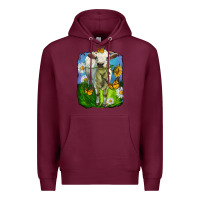 Burgundy charolais heifer with sunflower and daisies Premium Hoodie - LillyAllenDesigns