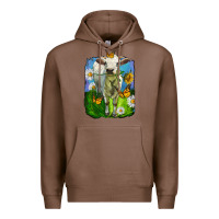 Chestnut charolais heifer with sunflower and daisies Premium Hoodie - LillyAllenDesigns