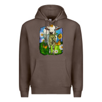 Coffee charolais heifer with sunflower and daisies Premium Hoodie - LillyAllenDesigns