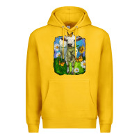 Lemon charolais heifer with sunflower and daisies Premium Hoodie - LillyAllenDesigns