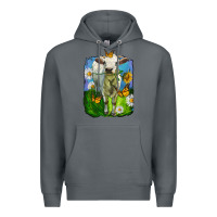 Rock charolais heifer with sunflower and daisies Premium Hoodie - LillyAllenDesigns
