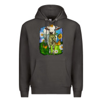 Smoke charolais heifer with sunflower and daisies Premium Hoodie - LillyAllenDesigns