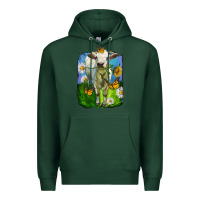 Sports Green charolais heifer with sunflower and daisies Premium Hoodie - LillyAllenDesigns