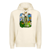 Tofu charolais heifer with sunflower and daisies Premium Hoodie - LillyAllenDesigns