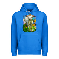 True Royal charolais heifer with sunflower and daisies Premium Hoodie - LillyAllenDesigns