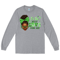 Heather Grey sorority colors green its the self love for me afr Long Sleeve Tee - texasbilliewilder