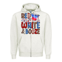 Oatmeal Heather red white and booze Zipper Hoodie - Zillion Design Studio