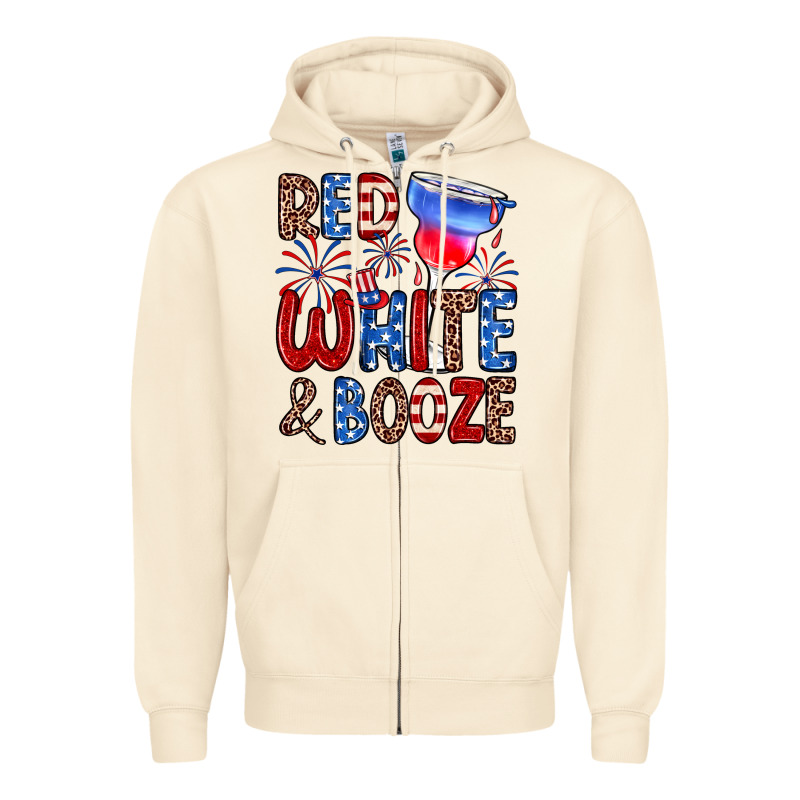 Red White And Booze Zipper Hoodie by Zillion Design Studio | Teevron