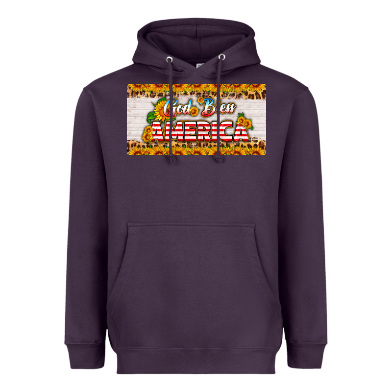 God Bless America Sunflower License Plate Heavyweight Hoodie by HRA Design Shop | Teevron