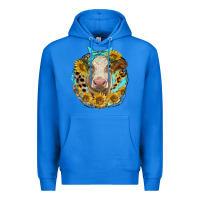 True Royal simmental heifer with sunflowers and leopard Premium Hoodie - LillyAllenDesigns