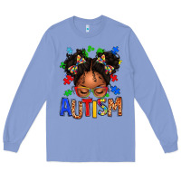Colony Blue autism afro girl Long Sleeve Tee - texasbilliewilder