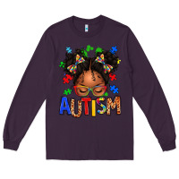 Plum autism afro girl Long Sleeve Tee - texasbilliewilder
