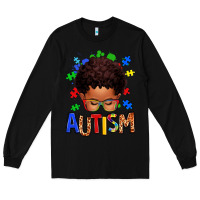 Black autism afro kid Long Sleeve Tee - texasbilliewilder