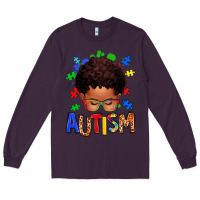 Plum autism afro kid Long Sleeve Tee - texasbilliewilder
