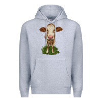 Heather Grey simmental heifer Premium Hoodie - LillyAllenDesigns