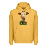 Mustard simmental heifer Premium Hoodie - LillyAllenDesigns