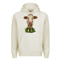 Oatmeal Heather simmental heifer Premium Hoodie - LillyAllenDesigns