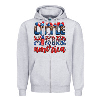 Heather Grey little mister America Zipper Hoodie - Zillion Design Studio