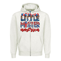 Oatmeal Heather little mister America Zipper Hoodie - Zillion Design Studio