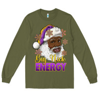 Army Green big nick energy purple and gold afro santa Long Sleeve Tee - RanaPortraitStore