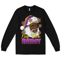 Black big nick energy purple and gold afro santa Long Sleeve Tee - RanaPortraitStore