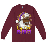 Burgundy big nick energy purple and gold afro santa Long Sleeve Tee - RanaPortraitStore