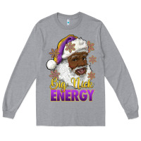 Heather Grey big nick energy purple and gold afro santa Long Sleeve Tee - RanaPortraitStore