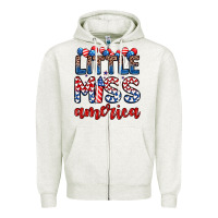 Oatmeal Heather little miss America Zipper Hoodie - Zillion Design Studio