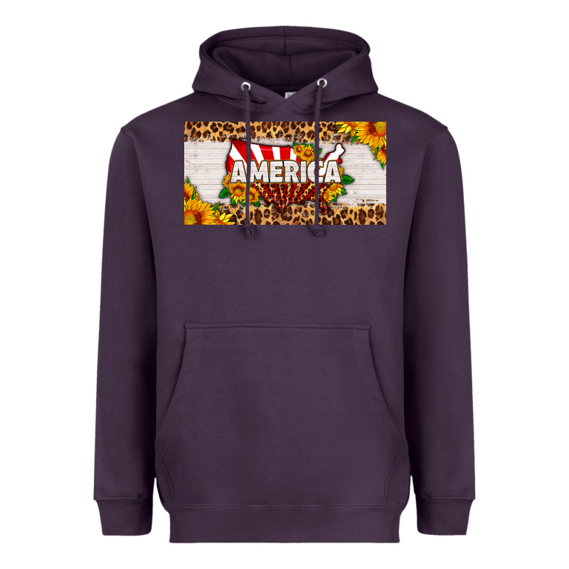 America Map Sunflower License Plate Heavyweight Hoodie by HRA Design Shop | Teevron