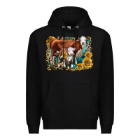 Black Hereford Cow and Hereford Calf With Leopard Premium Hoodie - LillyAllenDesigns