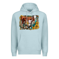 Blue Mist Hereford Cow and Hereford Calf With Leopard Premium Hoodie - LillyAllenDesigns