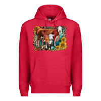 Cardinal Hereford Cow and Hereford Calf With Leopard Premium Hoodie - LillyAllenDesigns