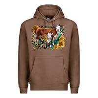 Chestnut Hereford Cow and Hereford Calf With Leopard Premium Hoodie - LillyAllenDesigns