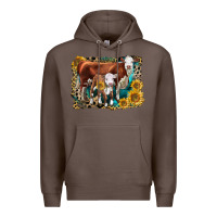 Coffee Hereford Cow and Hereford Calf With Leopard Premium Hoodie - LillyAllenDesigns