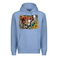 Colony Blue Hereford Cow and Hereford Calf With Leopard Premium Hoodie - LillyAllenDesigns