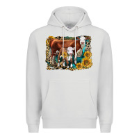 Dove Grey Hereford Cow and Hereford Calf With Leopard Premium Hoodie - LillyAllenDesigns