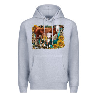 Heather Grey Hereford Cow and Hereford Calf With Leopard Premium Hoodie - LillyAllenDesigns