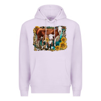Lilac Hereford Cow and Hereford Calf With Leopard Premium Hoodie - LillyAllenDesigns