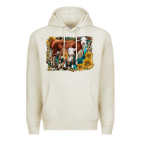 Oatmeal Heather Hereford Cow and Hereford Calf With Leopard Premium Hoodie - LillyAllenDesigns