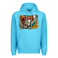Ocean Blue Hereford Cow and Hereford Calf With Leopard Premium Hoodie - LillyAllenDesigns