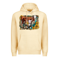 Pina Colada Hereford Cow and Hereford Calf With Leopard Premium Hoodie - LillyAllenDesigns