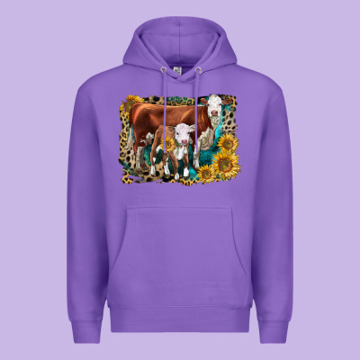 Hereford Cow And Hereford Calf With Leopard Premium Hoodie Designed By Lillyallendesigns