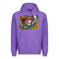 Purple Hereford Cow and Hereford Calf With Leopard Premium Hoodie - LillyAllenDesigns