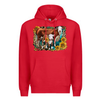 Red Hereford Cow and Hereford Calf With Leopard Premium Hoodie - LillyAllenDesigns